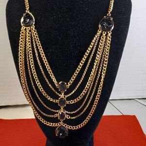 NWT Relativity Statement Jet and Gold Colored Necklace